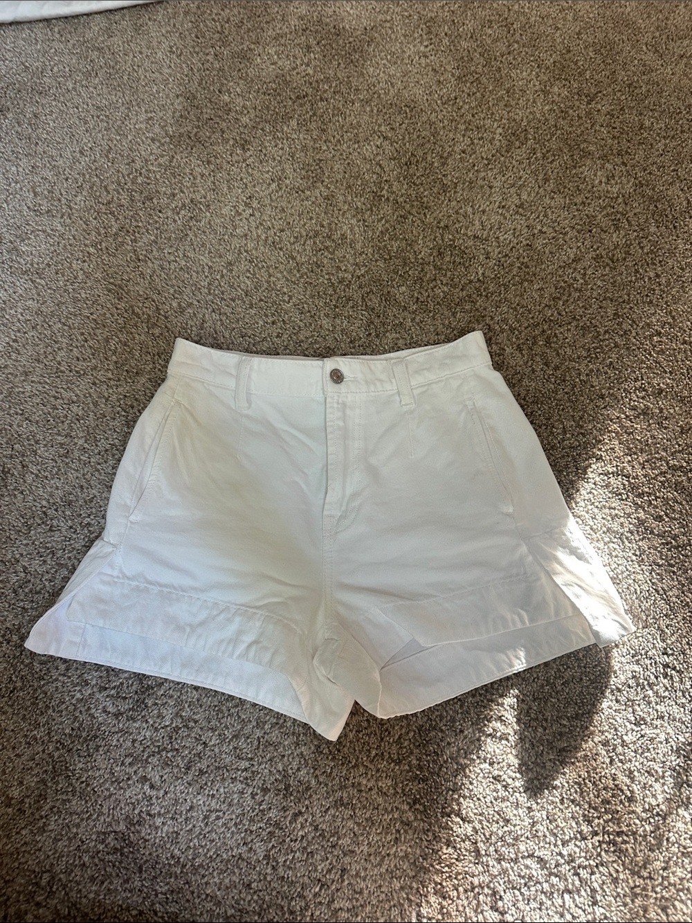 Seven Women’s White High-Rise Casual Shorts high front low back.